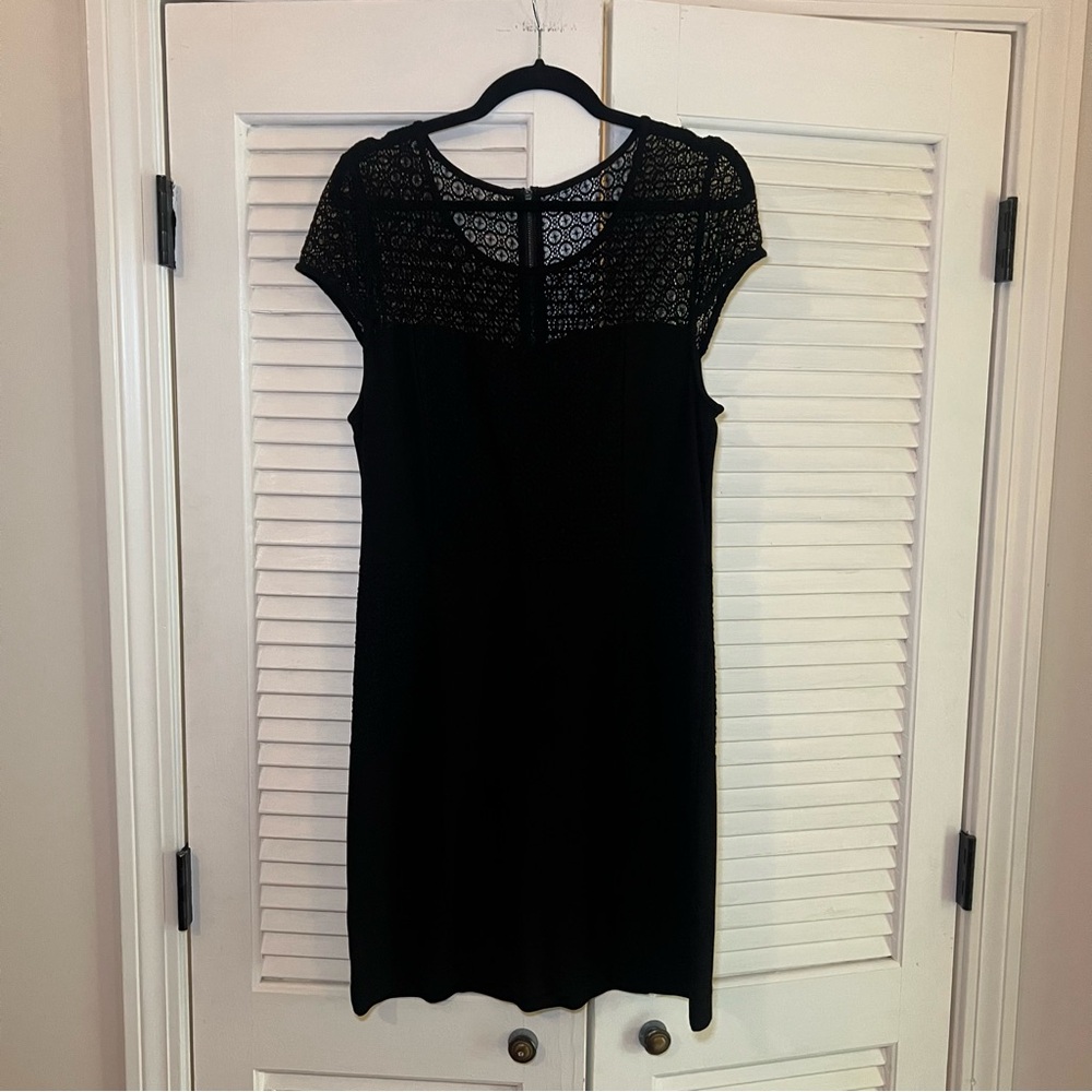 Kensie Lace Detail Patchwork Sheath Bodycon Dress Black XL